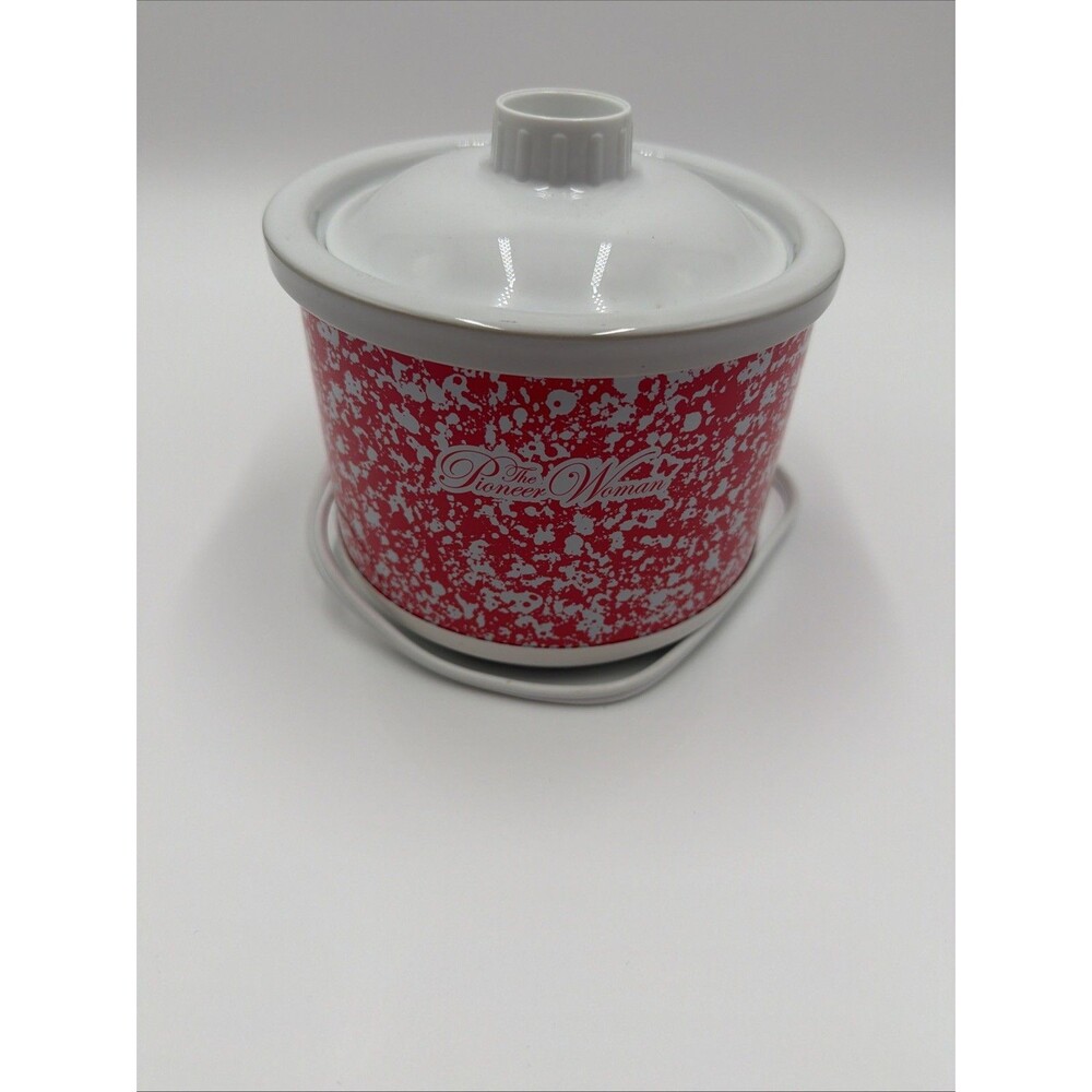 The Pioneer Woman Mini Slow Cooker Red White Speckled Good 0.65 Quart Dip Warmer